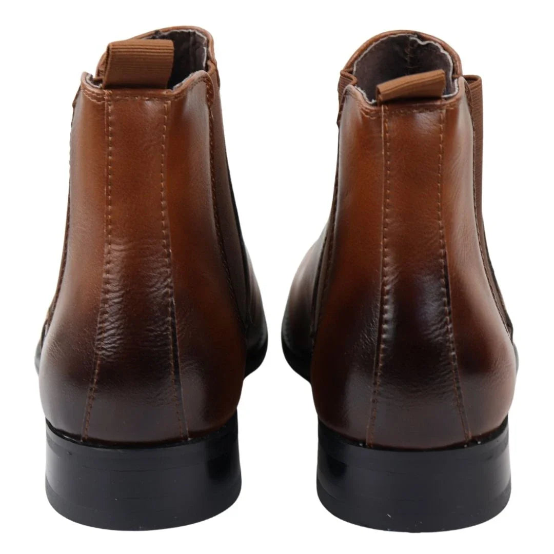 Botas Chelsea masculinas de cano curto na cor bege