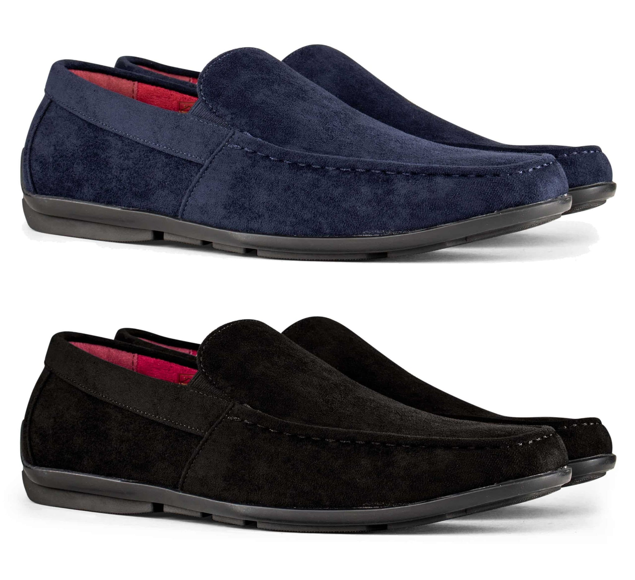 Sapatos masculinos de camurça com bico quadrado, estilo mocassim.