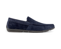 Sapatos masculinos de camurça com bico quadrado, estilo mocassim.