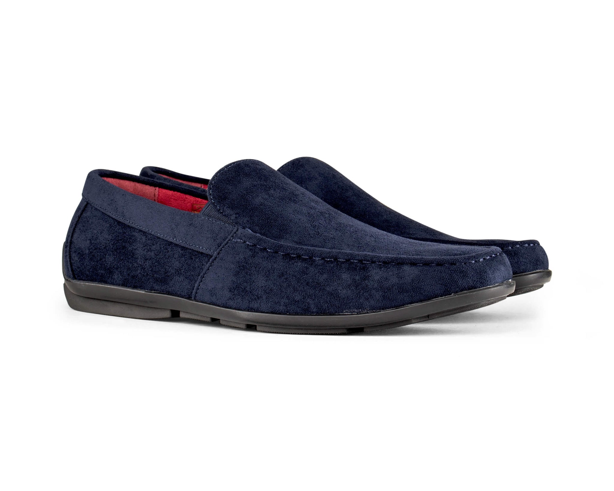 Sapatos masculinos de camurça com bico quadrado, estilo mocassim.