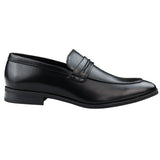 Mocassim masculino preto, modelo loafer, forrado em couro, sem fecho, elegante e formal.