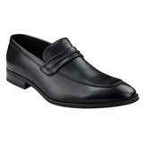 Mocassim masculino preto, modelo loafer, forrado em couro, sem fecho, elegante e formal.