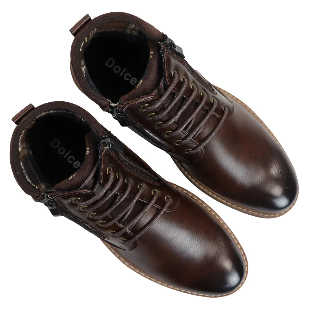Botas de cano curto marrons com cadarço para homem
