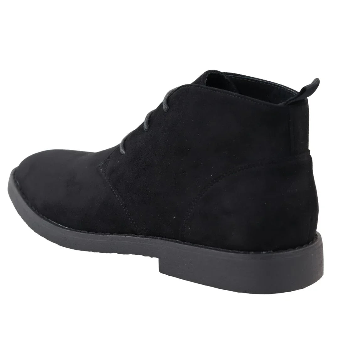 Botas Chukka Desert pretas de cano curto com cadarço para homem