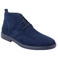 Botas Chukka Desert de cano curto com cadarço, cor azul marinho, para homem.