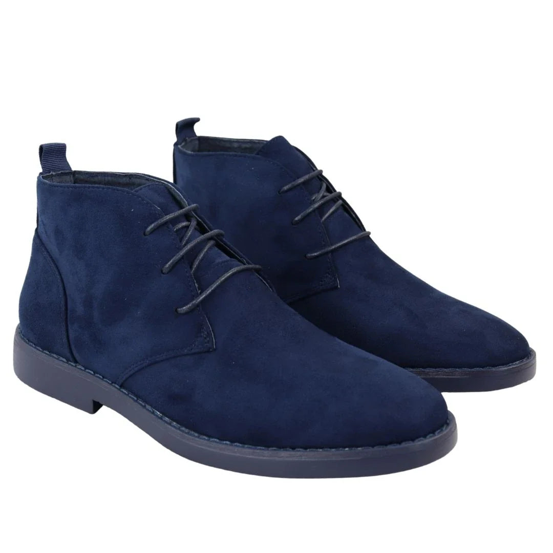 Botas Chukka Desert de cano curto com cadarço, cor azul marinho, para homem.