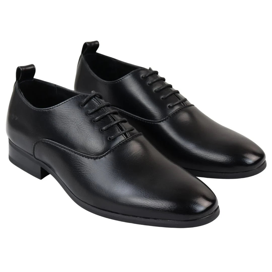 Sapatos Oxford Derby Pretos Masculinos com Cadarço