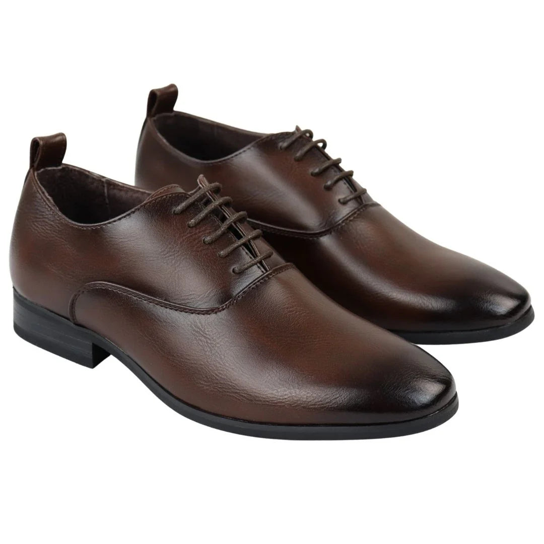 Sapatos Oxford Derby Marrons Masculinos com Cadarço