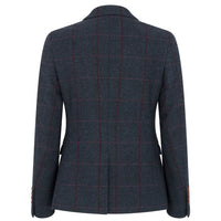 Madrid - Blazer feminino de tweed azul-marinho com corte ajustado