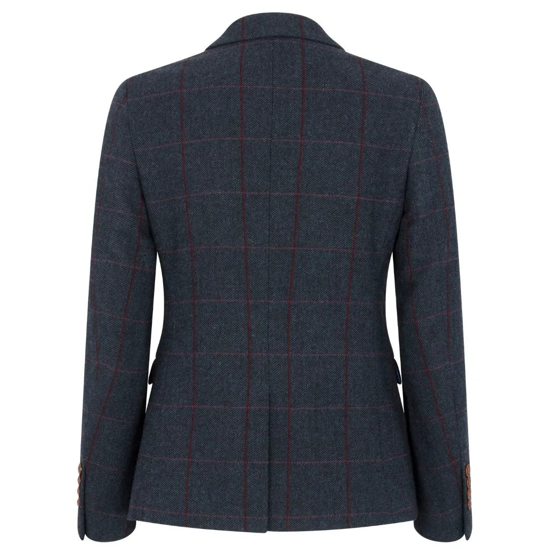 Madrid - Blazer feminino de tweed azul-marinho com corte ajustado