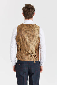 Terno Madrid Navy com colete contrastante em tweed Harris Brown.