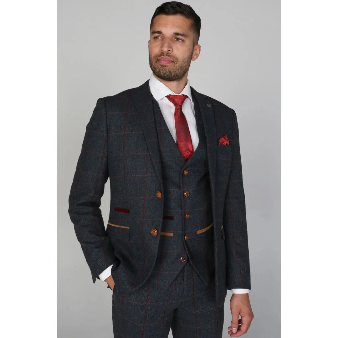 Madrid - Blazer masculino em tweed azul