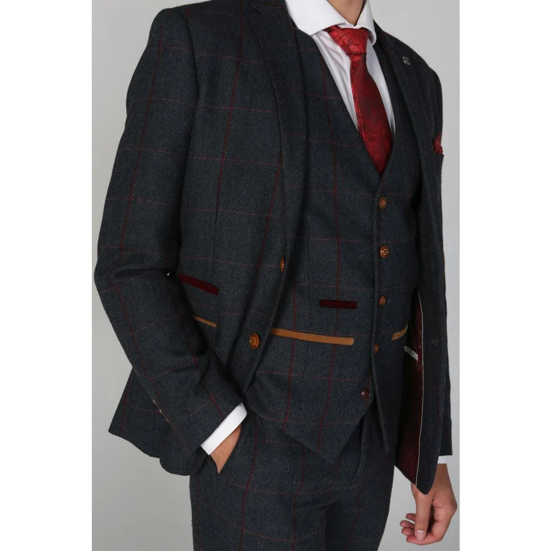 Madrid - Colete masculino de tweed azul