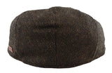Boina masculina de lã com padrão espinha de peixe em tweed marrom, estilo clássico dos anos 1920, unissex, modelo Del Boy.