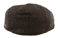 Boina masculina de lã com padrão espinha de peixe em tweed marrom, estilo clássico dos anos 1920, unissex, modelo Del Boy.
