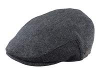 Boina masculina de lã com padrão espinha de peixe em tweed carvão, estilo clássico dos anos 1920, unissex, modelo Del Boy.