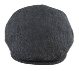 Boina masculina de lã com padrão espinha de peixe em tweed carvão, estilo clássico dos anos 1920, unissex, modelo Del Boy.