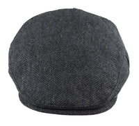 Boina masculina de lã com padrão espinha de peixe em tweed carvão, estilo clássico dos anos 1920, unissex, modelo Del Boy.
