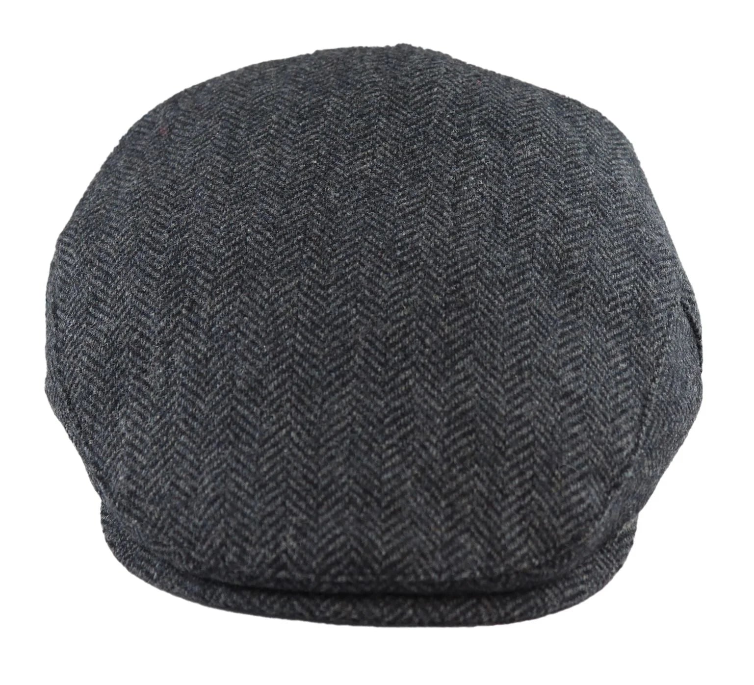 Boina masculina de lã com padrão espinha de peixe em tweed carvão, estilo clássico dos anos 1920, unissex, modelo Del Boy.