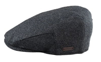 Boina masculina de lã com padrão espinha de peixe em tweed carvão, estilo clássico dos anos 1920, unissex, modelo Del Boy.
