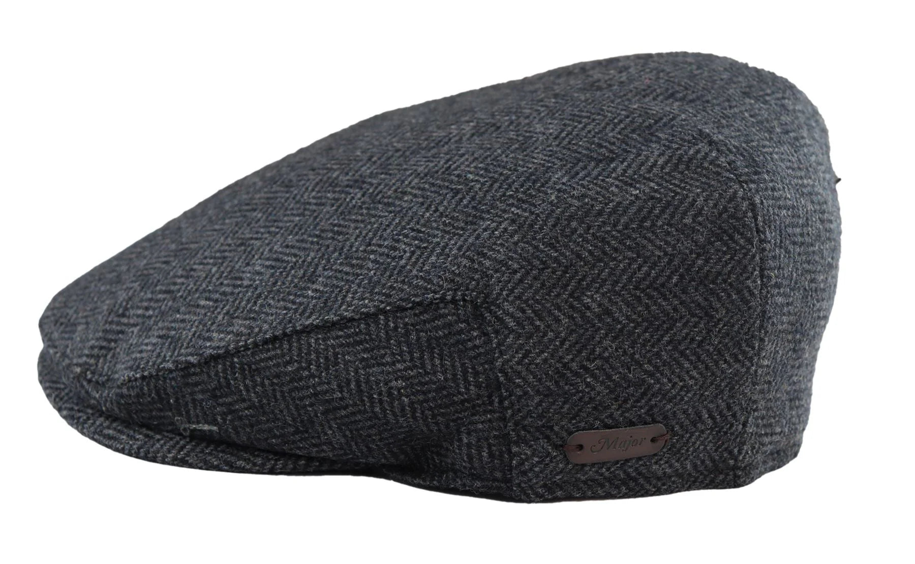 Boina masculina de lã com padrão espinha de peixe em tweed carvão, estilo clássico dos anos 1920, unissex, modelo Del Boy.