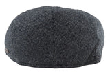 Boina masculina de lã com padrão espinha de peixe em tweed carvão, estilo clássico dos anos 1920, unissex, modelo Del Boy.