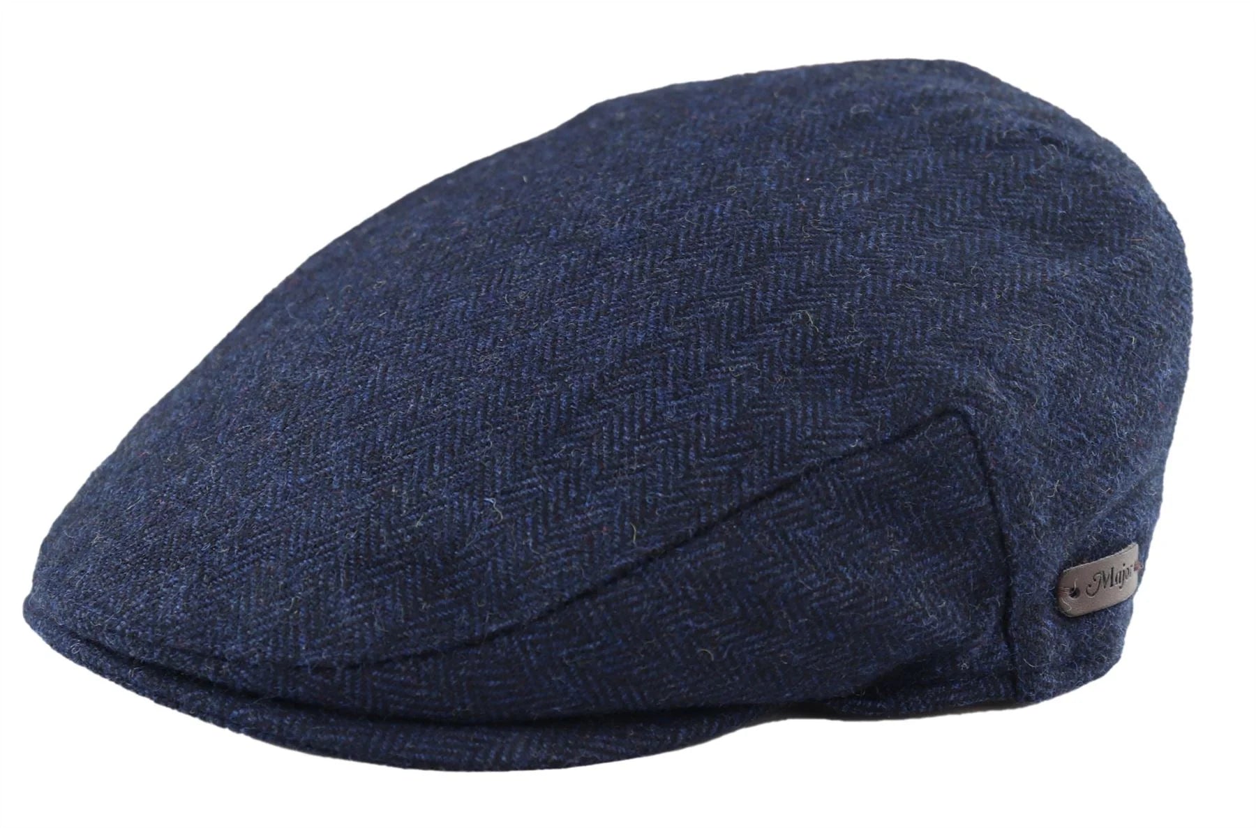 Boina masculina de lã espinha de peixe em tweed azul-marinho, clássica dos anos 1920, unissex, estilo Del Boy.