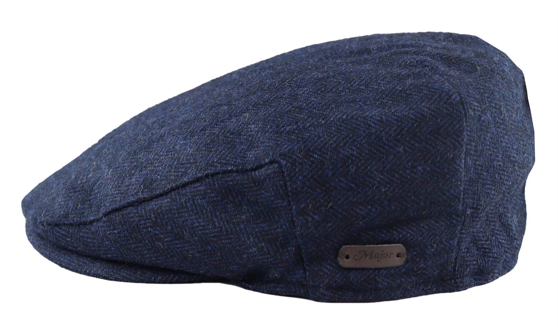 Boina masculina de lã espinha de peixe em tweed azul-marinho, clássica dos anos 1920, unissex, estilo Del Boy.
