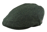 Boina masculina de lã com padrão espinha de peixe em tweed verde-oliva, estilo clássico dos anos 1920, unissex, modelo Del Boy.