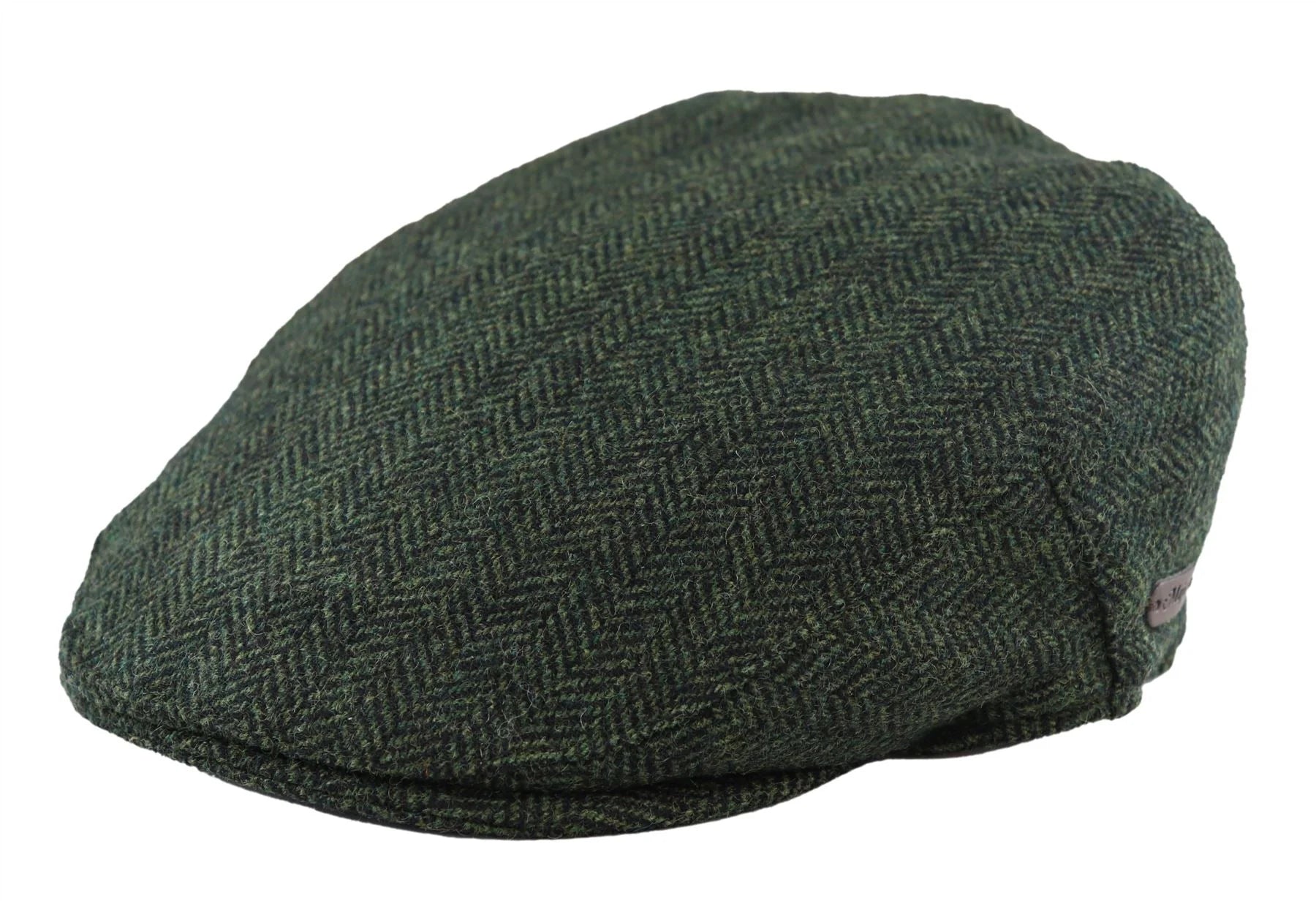 Boina masculina de lã com padrão espinha de peixe em tweed verde-oliva, estilo clássico dos anos 1920, unissex, modelo Del Boy.