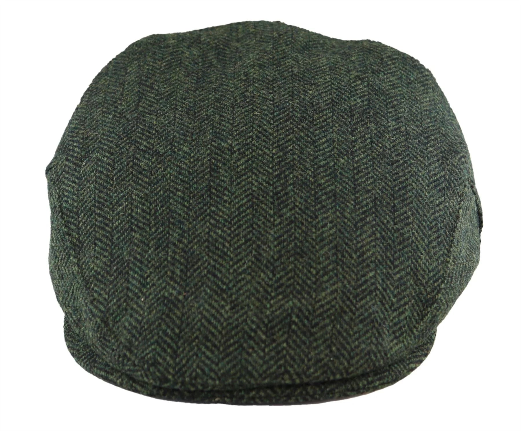 Boina masculina de lã com padrão espinha de peixe em tweed verde-oliva, estilo clássico dos anos 1920, unissex, modelo Del Boy.