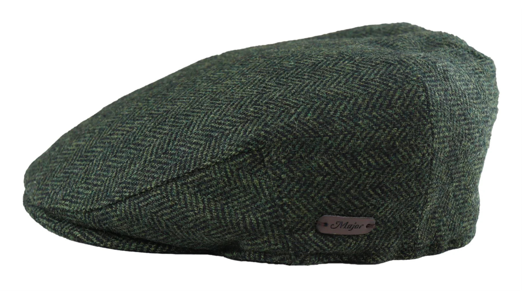Boina masculina de lã com padrão espinha de peixe em tweed verde-oliva, estilo clássico dos anos 1920, unissex, modelo Del Boy.