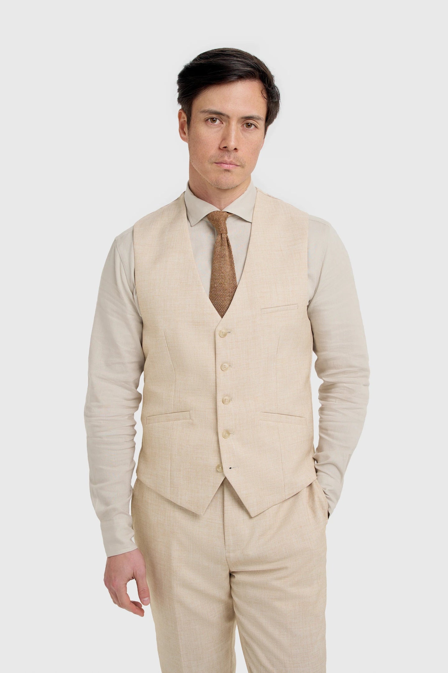 Malibu - Colete masculino texturizado bege