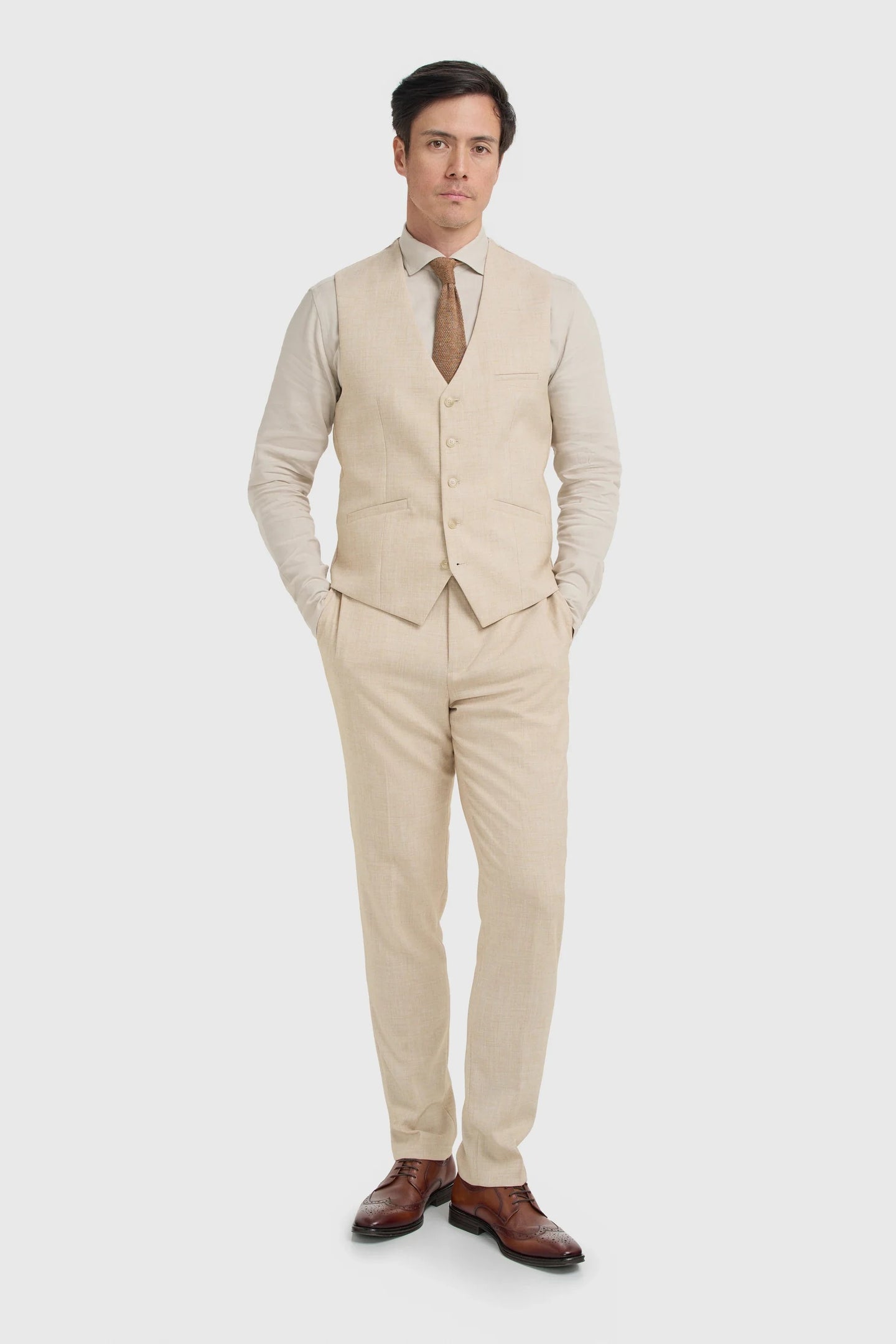 Malibu - Colete masculino texturizado bege