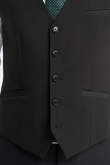 Malibu - Colete masculino preto de corte ajustado