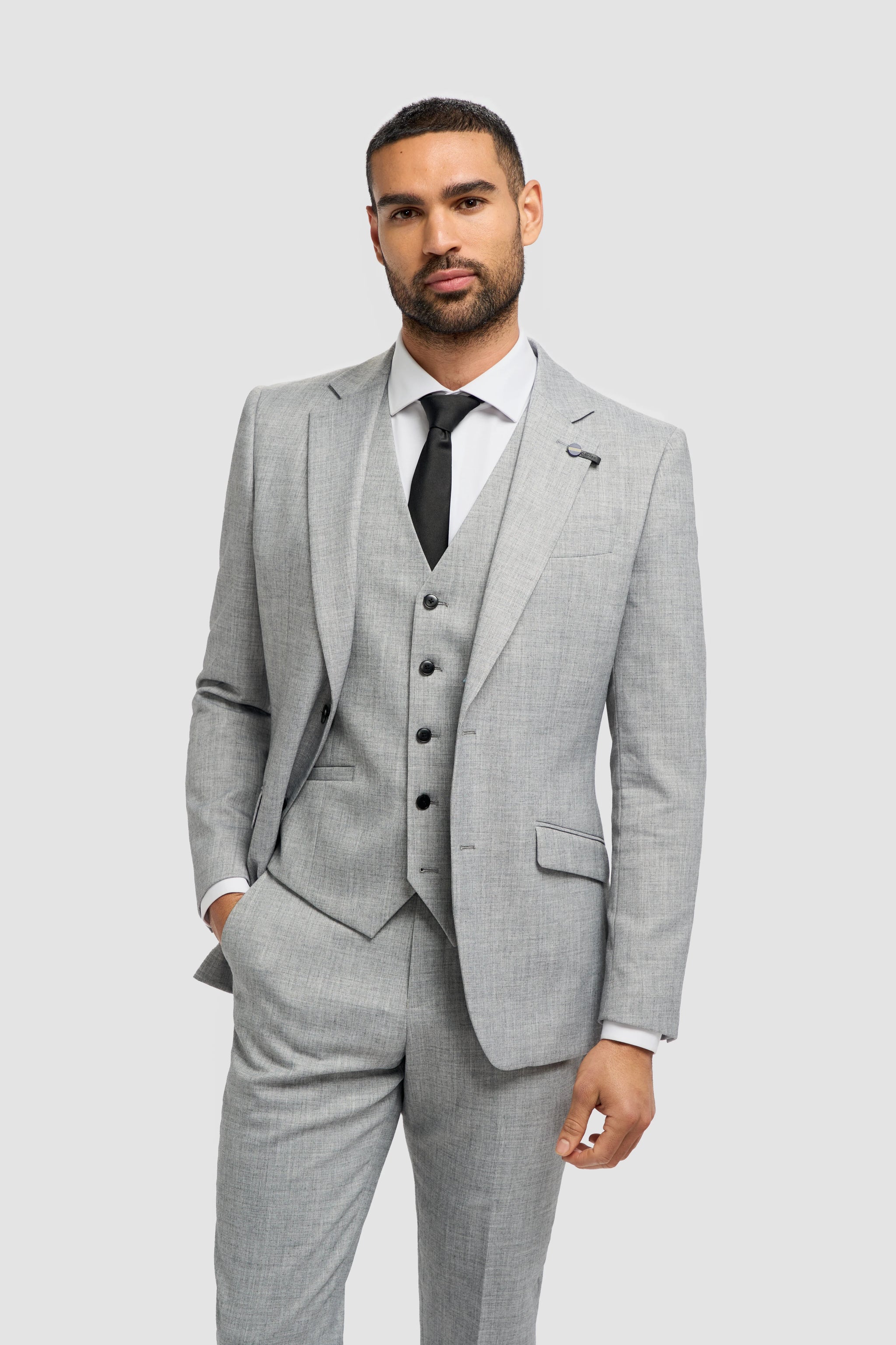 Malibu - Blazer masculino cinza de corte ajustado