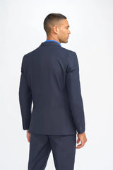 Malibu - Blazer masculino azul-marinho de corte ajustado