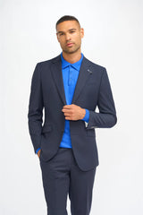 Malibu - Blazer masculino azul-marinho de corte ajustado