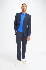Malibu - Blazer masculino azul-marinho de corte ajustado