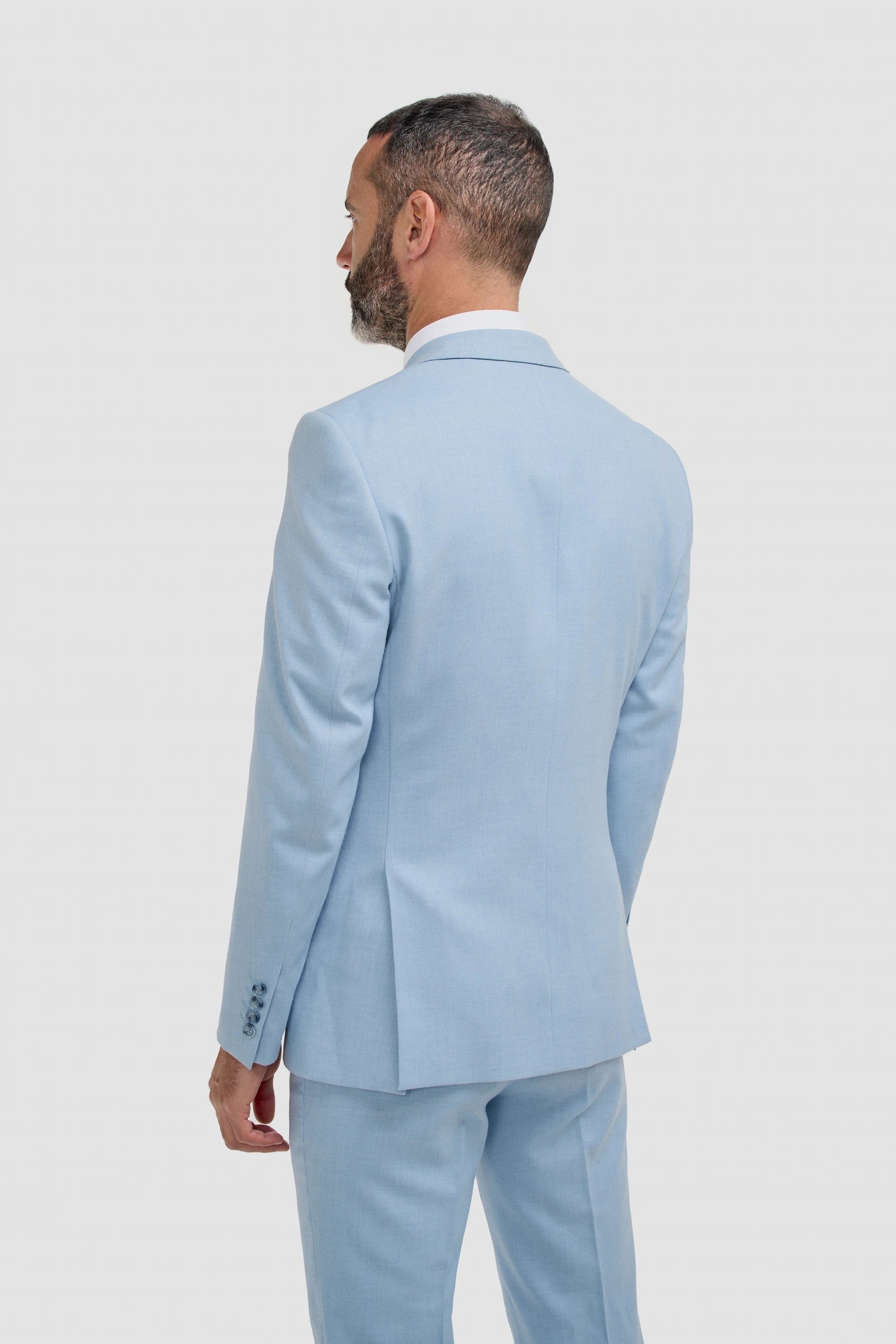 Malibu - Terno masculino de 3 peças azul celeste texturizado