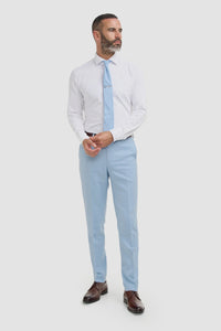 Malibu - Terno masculino de 3 peças azul celeste texturizado