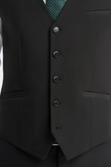 Malibu - Terno masculino preto de 3 peças com corte sob medida