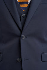 Malibu - Terno masculino azul-marinho de 3 peças com corte sob medida