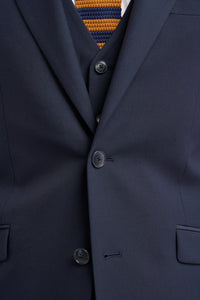 Malibu - Terno masculino azul-marinho de 3 peças com corte sob medida