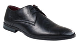 Sapatos masculinos clássicos de couro preto com cadarço, elegantes, casuais e formais, lisos e simples.