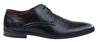 Sapatos masculinos clássicos de couro preto com cadarço, elegantes, casuais e formais, lisos e simples.