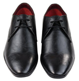 Sapatos masculinos clássicos de couro preto com cadarço, elegantes, casuais e formais, lisos e simples.