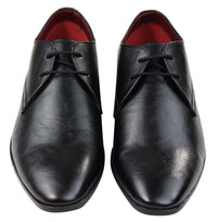 Sapatos masculinos clássicos de couro preto com cadarço, elegantes, casuais e formais, lisos e simples.