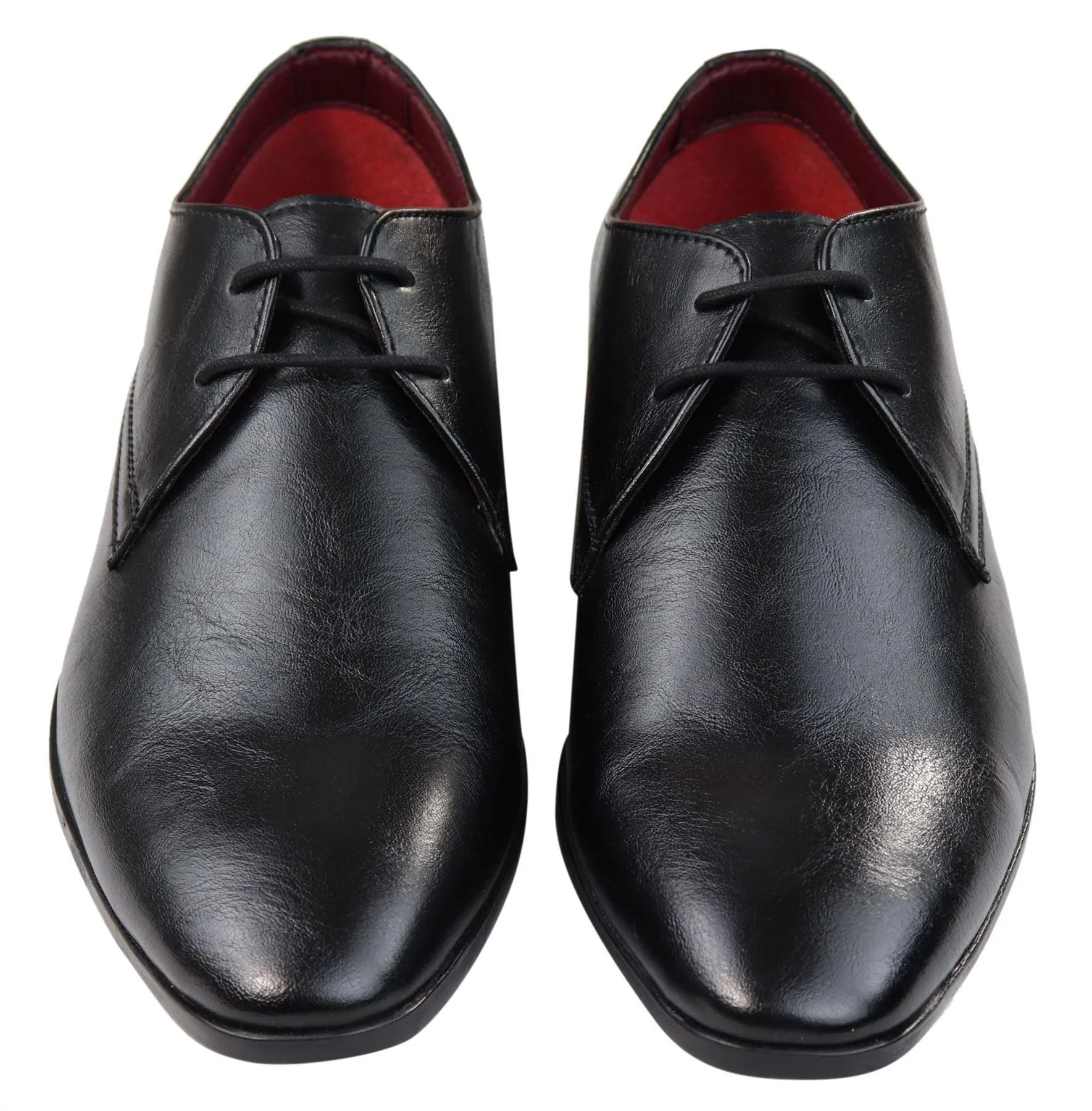 Sapatos masculinos clássicos de couro preto com cadarço, elegantes, casuais e formais, lisos e simples.
