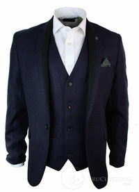 Blazer masculino vintage slim fit em tweed espinha de peixe violeta com detalhes pretos, estilo casual elegante - Roxo